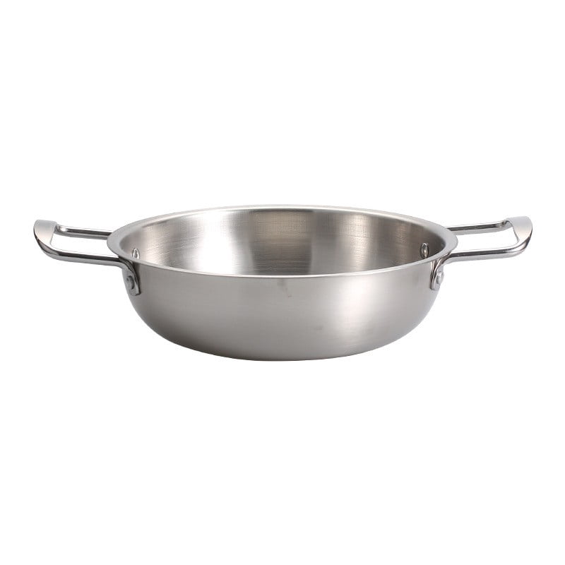 Stainless Steel Instant Noodle Pot with Handles, Korean Ramen Cooking Pan for Soup Pasta Home Outdoor Dishwasher Safe, 7.1 Inch