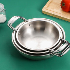 Stainless Steel Ramen Noodle Pot with Handles, 7.1 Inch Korean Instant Noodle Cooking Pot for Soup Pasta Home Outdoor Use, Dishwasher Safe, Silver