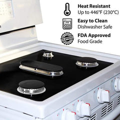 1Pcs Gas Stove Protector Cover Liner 5 Burners Stove Top Kitchen Accessories Mat, 41.5x62cm Black