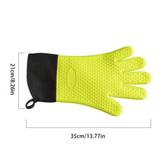 Silicone Oven Mitts Heat Resistant Non Slip Five Finger Baking Gloves for Microwave BBQ Cooking, Red