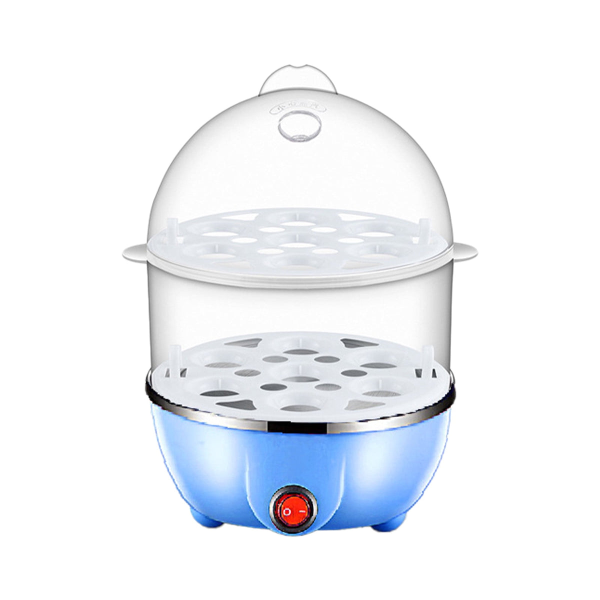 1 Pack Egg Steamer Electric Double Layer Egg Cooker Multifunction Breakfast Machine Stainless Steel with Cooking Trays, Blue
