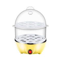 Egg Steamer Electric Egg Cooker Double Layer Breakfast Machine Multifunction Stainless Steel Steaming Tray, Yellow, 1 Pack