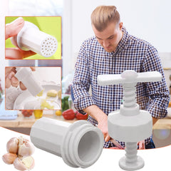 1 Pack Garlic Press, Plastic Manual Garlic Crusher Mincer with Peeler, Hand Twist Kitchen Garlic Chopper Tool for Home Cooking