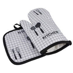 2 Pcs Oven Mitts and Pot Holders Set, Heat Resistant with Soft Cotton Lining and Non-Slip Surface for Baking Cooking BBQ, Includes 1 Oven Glove and 1 Insulation Pad