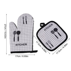 2 Pcs Oven Mitts and Pot Holders Set, Heat Resistant with Soft Cotton Lining and Non-Slip Surface for Baking Cooking BBQ, Includes 1 Oven Glove and 1 Insulation Pad