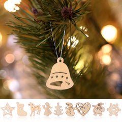 100Pcs Christmas Wooden Cutouts Ornaments Unfinished Wood Slices for DIY Craft Decorations