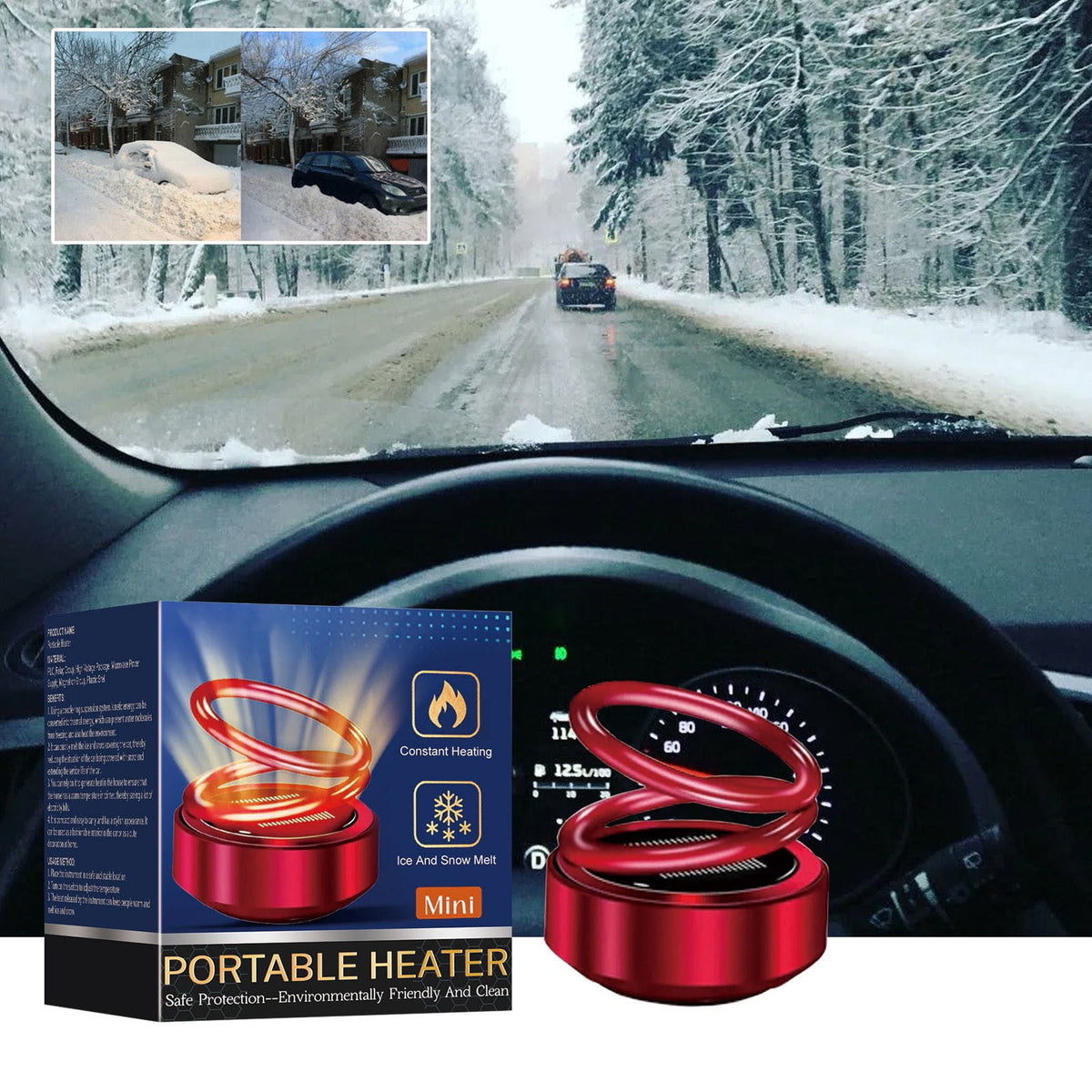 Car Heater, 12V Heated Windshield Fan Defroster for Vehicle Anti Icing, Kinetic Molecular Heater for Winter Driving
