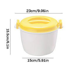 Microwave Rice Cooker, Microwavable Food Container, Plastic Steamer Cookware for Rice, Pasta, Vegetables, Soups, Yellow, 8.27" x 5.51"