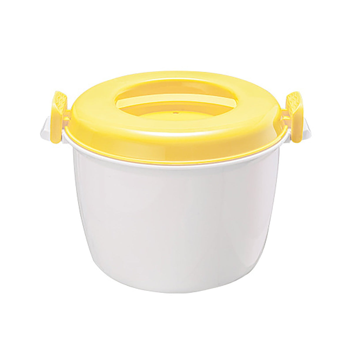 Microwave Rice Cooker, Microwavable Food Container with Lid for Rice Pasta Vegetables Soup, Plastic Steamer Cookware, Yellow, 9.06 x 6.1 Inch