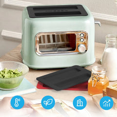 Silicone Toaster Cover, Heat Resistant Two Slice Wide Slot Dust Cover for Most Toasters, Easy to Wipe Clean, Black