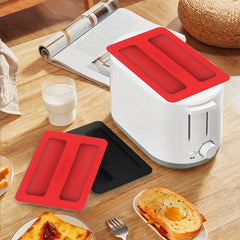 Silicone Toaster Cover, Heat Resistant Two Slice Wide Slot Dust Cover for Most Toasters, Easy to Wipe Clean, Red
