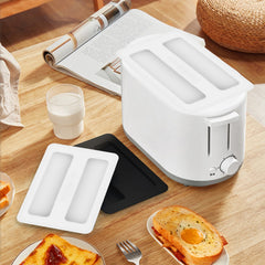 Silicone Toaster Cover, Heat Resistant Two Slice Wide Slot Dust Cover for Most Toasters, Easy to Wipe Clean, White