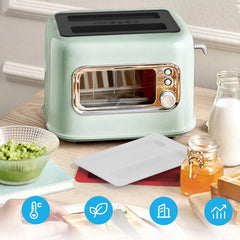 Silicone Toaster Cover, Heat Resistant Two Slice Wide Slot Dust Cover for Most Toasters, Easy to Wipe Clean, White