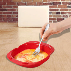 Silicone Omelette Maker Microwave Oven Non Stick Egg Roll Baking Pan, Red