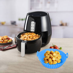 Silicone Air Fryer Liners, Reusable Air Fryer Silicone Baking Tray Pot, Round Non Stick Air Fryer Pan Accessories, Blue