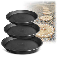3 Sizes Round Stepping Stone Molds for Concrete, Plastic Cement Mold for Garden Walkway Pavement Casting, 10 11.4 12.6 Inch, Black