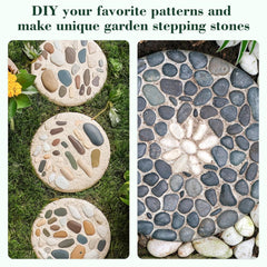 3 Sizes Round Stepping Stone Molds for Concrete, Plastic Cement Mold for Garden Walkway Pavement Casting, 10 11.4 12.6 Inch, Black
