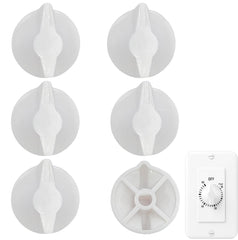 6 Pack Timer Switch Knobs, D Type Replacement Knobs for Spring Wound Wall Fans, Motors, Heaters and Lights, White