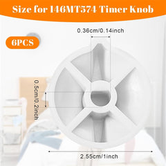 6 Pack Timer Switch Knobs, D Type Replacement Knobs for Spring Wound Wall Fans, Motors, Heaters and Lights, White