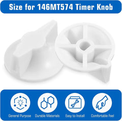 6 Pack Timer Switch Knobs, D Type Replacement Knobs for Spring Wound Wall Fans, Motors, Heaters and Lights, White