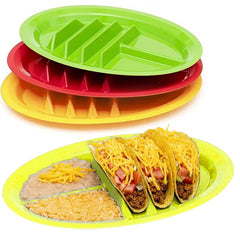 Taco Holder Plates Durable Easy to Clean Taco Serving Tray for Tacos Hot Dogs Sandwiches Cakes Home Use, Yellow