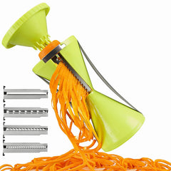 Vegetable Spiralizer with 4 Stainless Steel Blades, Zucchini Carrot Noodle Pasta Maker for Large and Small Veggies, Green