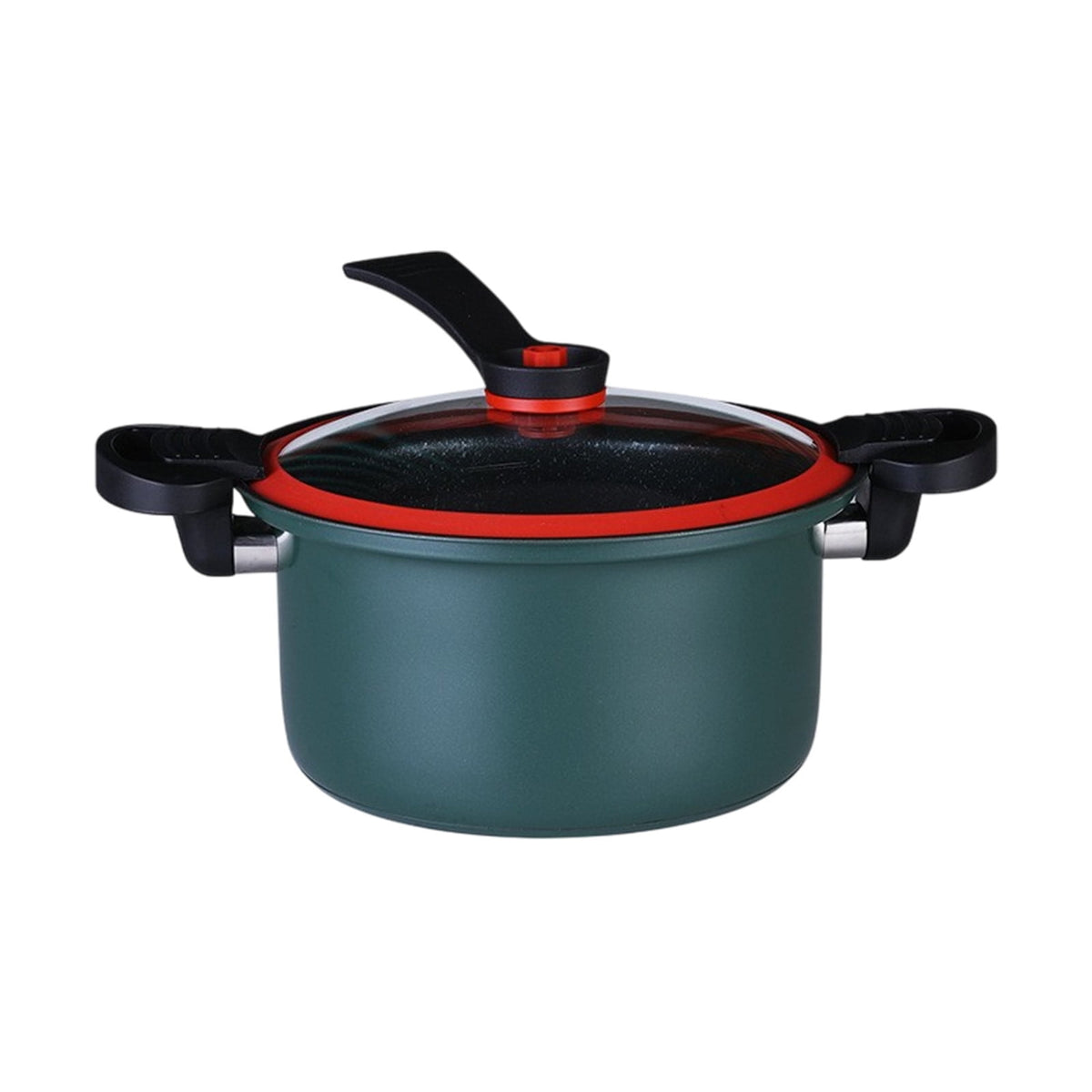 Nonstick Ceramic Coated Sauce Pan with Lid, Micro Pressure Cooker with Twist Lock Handles, Easy to Clean Versatile Cookware, Green