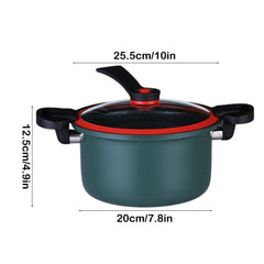 Nonstick Ceramic Coated Sauce Pan with Lid, Micro Pressure Cooker with Twist Lock Handles, Easy to Clean Versatile Cookware, Green