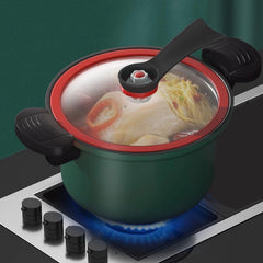 Nonstick Ceramic Coated Sauce Pan with Lid, Micro Pressure Cooker with Twist Lock Handles, Easy to Clean Versatile Cookware, Green