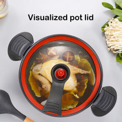 Nonstick Ceramic Coated Sauce Pan with Lid, Micro Pressure Cooker with Twist Lock Handles, Easy to Clean Versatile Cookware, Green