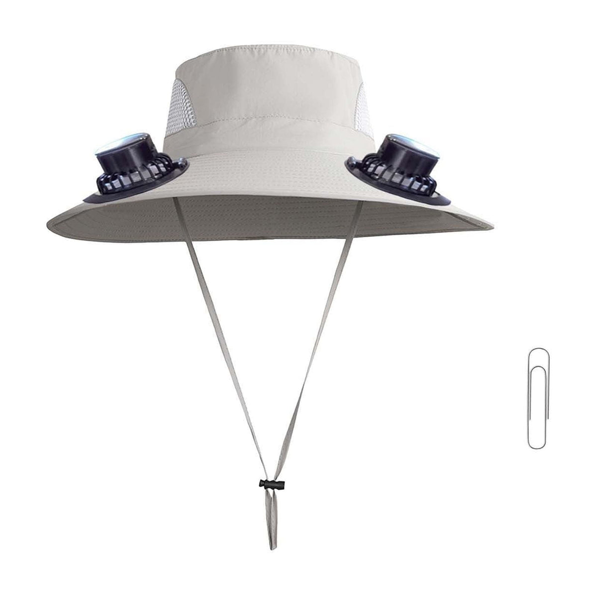 Solar Fan Hat Wide Brim Sun Hat with USB Charging Fan Removable Outdoor Fishing Hat for Men Women, White