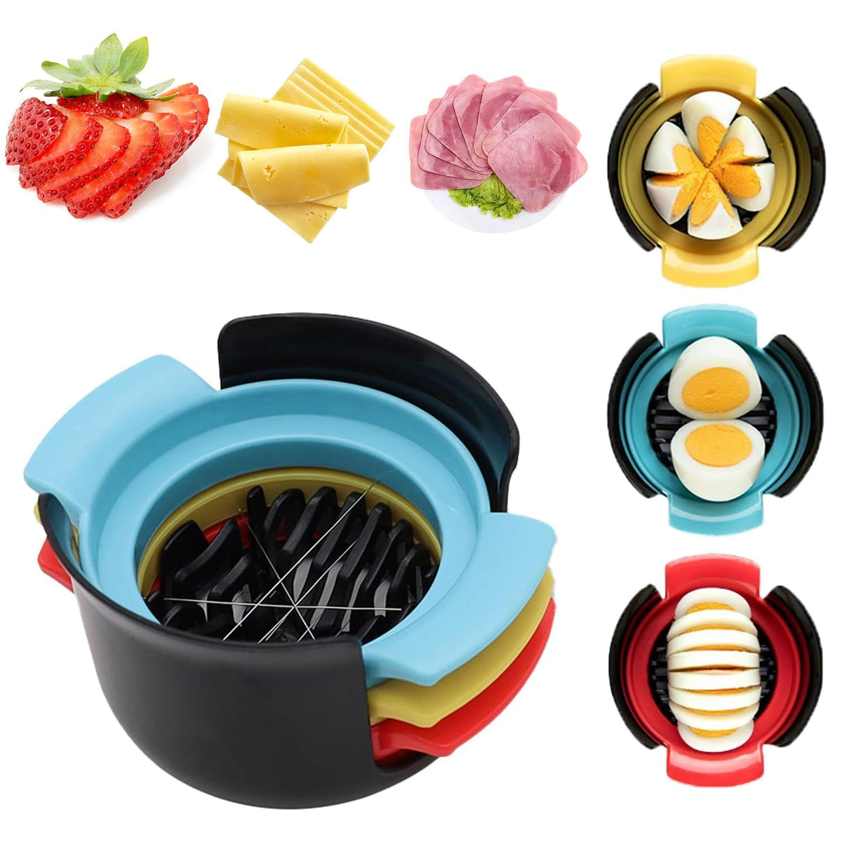 egg slicer for hard boiled eggs is suitable for boiled eggs, stainless steel wire, 3-in-1 multi-functional stainless steel egg cutter