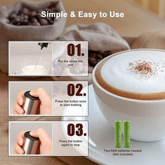 Electric Battery Powered Foam Maker For Coffee Durable Mini Drink Mixer Food Grade Material, Silver + Black