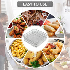 Stainless Steel 3 Tier Air Fryer Rack with Clip and 8 Silicone Feet, Square Stackable