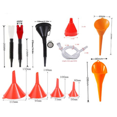 12 Piece Flexible Funnel Set with Filter for Car and Kitchen