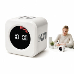 Silent Digital Kitchen Timer Cube Rechargeable USB-C Countdown Timer with 5 10 25 45 Minute Presets for Study and Time Management, 5x5x3.8 cm