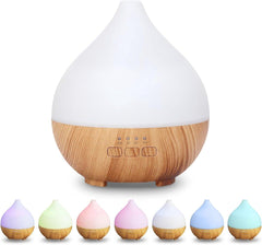 Aromatherapy Essential Oil Diffuser 100ml, Ultrasonic Aroma Diffuser with 7 Color LED Lights and Auto-Off Function, Wood Grain Humidifier for Home Office