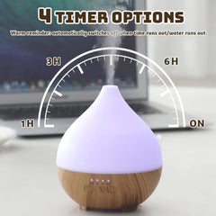 Aromatherapy Essential Oil Diffuser 100ml, Ultrasonic Aroma Diffuser with 7 Color LED Lights and Auto-Off Function, Wood Grain Humidifier for Home Office