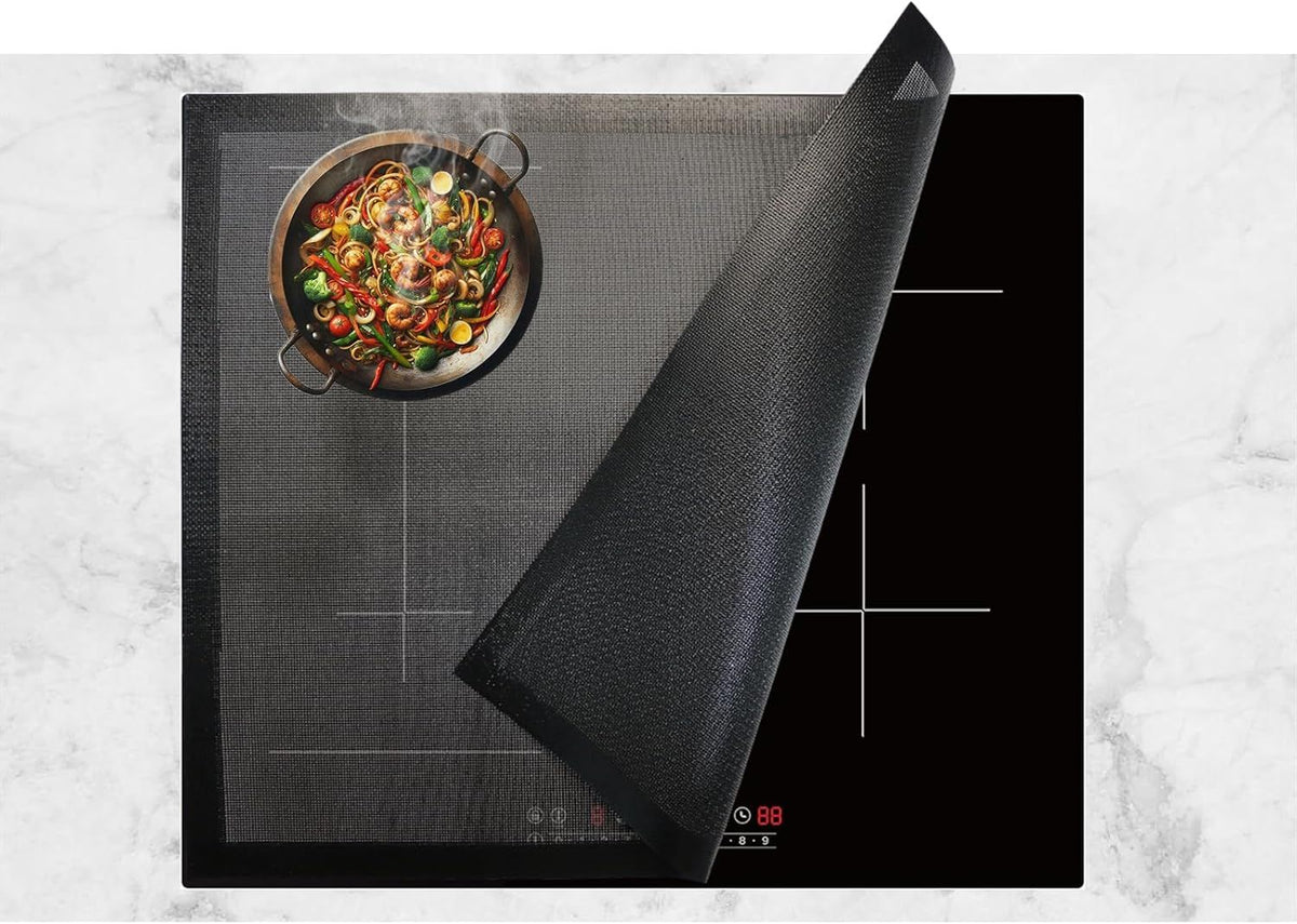 Induction Hob Protector Mat Magnetic Silicone Heat Resistant Scratch Protector Cooktop Cover, 60x52cm