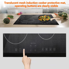 Induction Hob Protector Mat Magnetic Silicone Heat Resistant Scratch Protector Cooktop Cover, 60x52cm