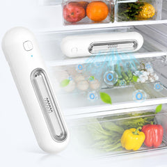 Rechargeable Fridge Deodorizer, O3 Air Purifier with 2 Modes, Fridge Odor Eliminator, Quiet Smell Remover, 30 Days Fresh Mode, Reusable