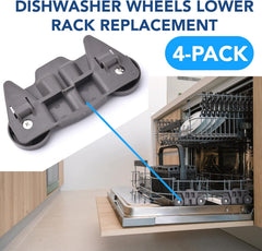 (4-pack) W10195416 NEW UPGRADED Replacement Part for Lower Dishwasher Wheel – Compatible with GE/Whirlpool/Kenmore - AP5983730, W10195416V, W10105417, PS11722152, W10195416VP
