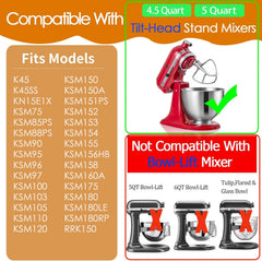 K45B Stainless Steel Flat Beater for Kitchenaid 4.5-5 Quart Tilt Head Stand Mixer, Polished Paddle Attachment for KitchenAid Mixer by ，Dishwasher Safe