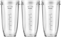 3-Pack 24oz Ninja Blender Cups, Blender Replacement Parts Compatible with Ninja Auto-iQ Series Blenders BL480 BL481 BL482 BL640 BL682 BL2012 BN801