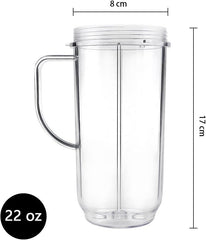 QT Tall 22oz Replacement Part Cup Mug with handle compatible with 250w Magic Bullet On-The-Go Mug