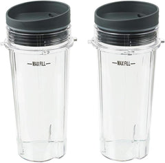 Blender Cups Fit for Ninja, Replacement Parts 16OZ Cups with Lids, Blender Accessories Compatible with Nutri Ninja Auto IQ Series BL620C BL660 BL740 BL780 QB3000 (2 Pack)