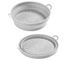 Air Fryers Bakeware Foldable Silicone Grill Pan -Grey 8.5inch