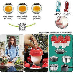 6 Pcs Silicone Egg Cooker Poacher Cups, Food Grade