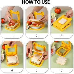 Sandwich Cutter and Sealer Yellow Crustless Bread Pancake Maker for Babies