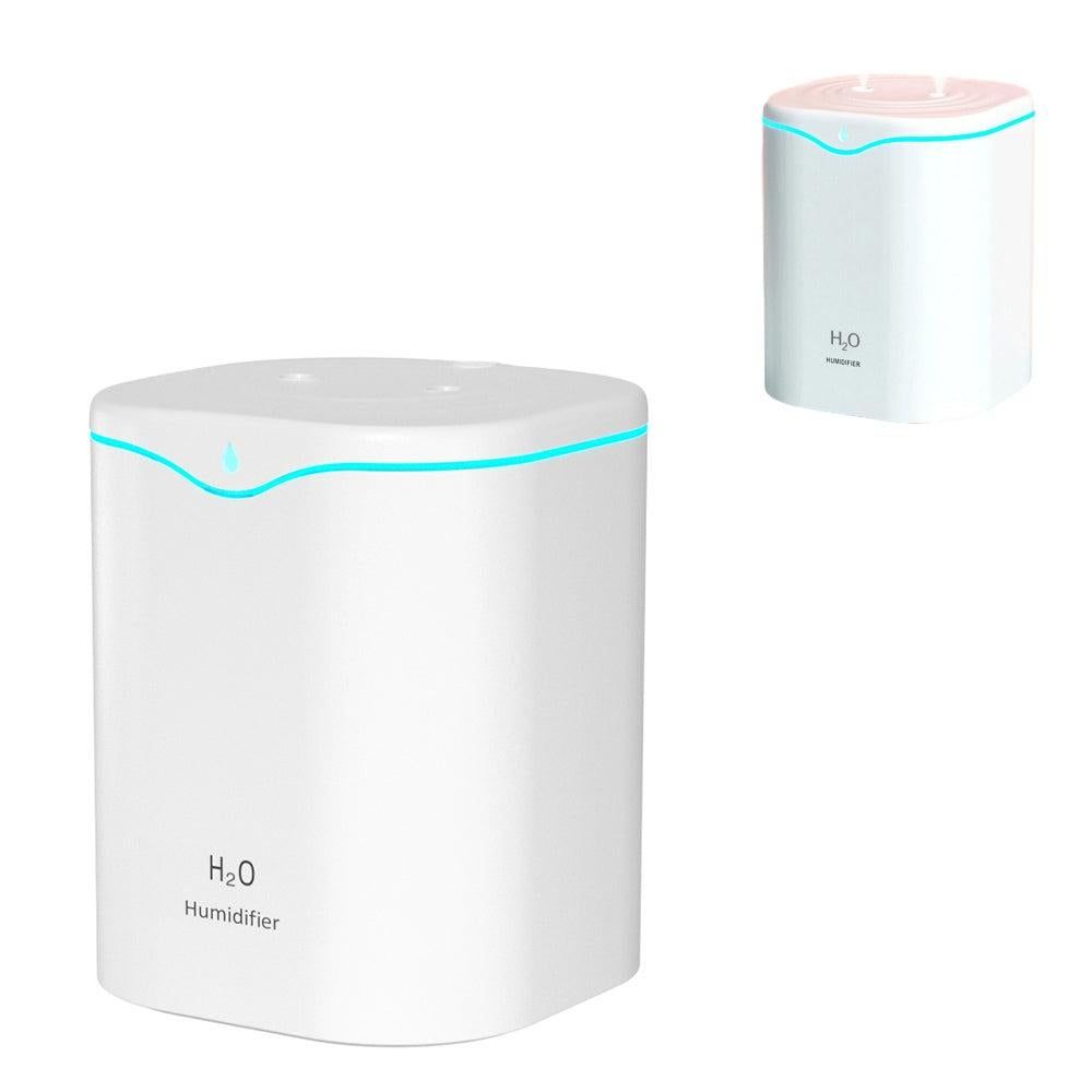 2L USB Double Spray Humidifiers with Colorful Light Cool Mist Ultrasonic Steam Air Humidifier White